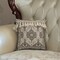 16" Handwoven Cotton Throw Pillow Cover with Traditional Pattern and Tasseled Top